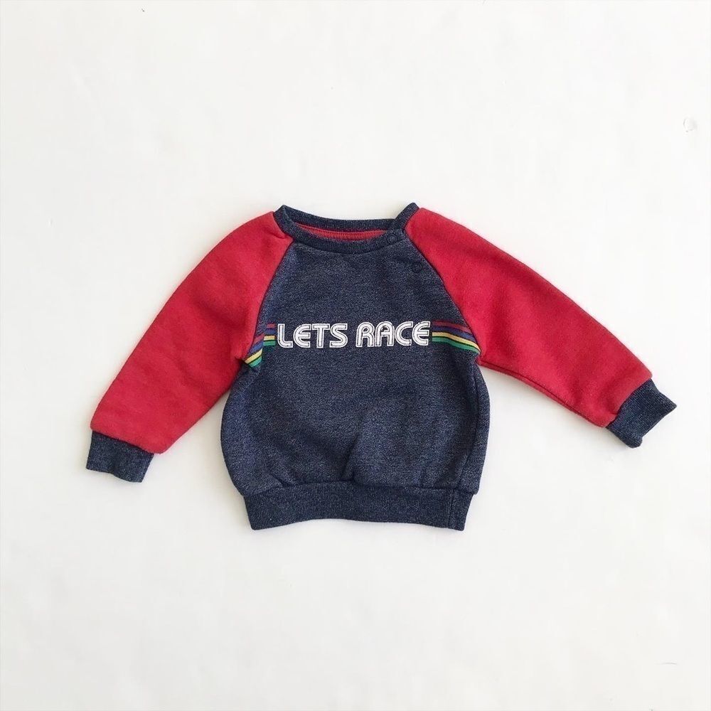 Primark let’s race sweatshirt EUC 6-9 months